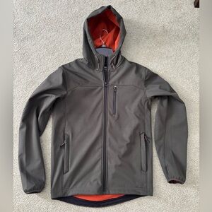 Hawke & Co Men's Dark Gray Softshell Jacket with Orange Lining
